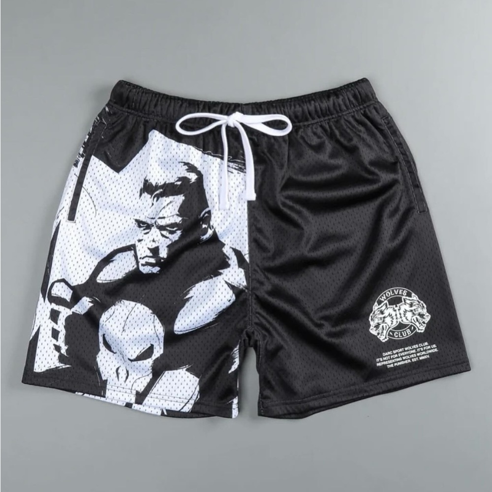 DARC SPORT X THE PUNISHER “SOLID” MESH SHORTS SMALL RARE SOLD OUT